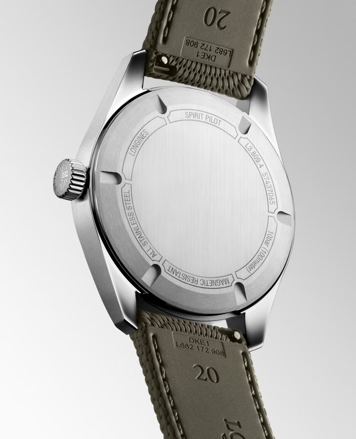 Longines Spirit Pilot 39mm ceas automat din oțel negru L3.809.4.53.9