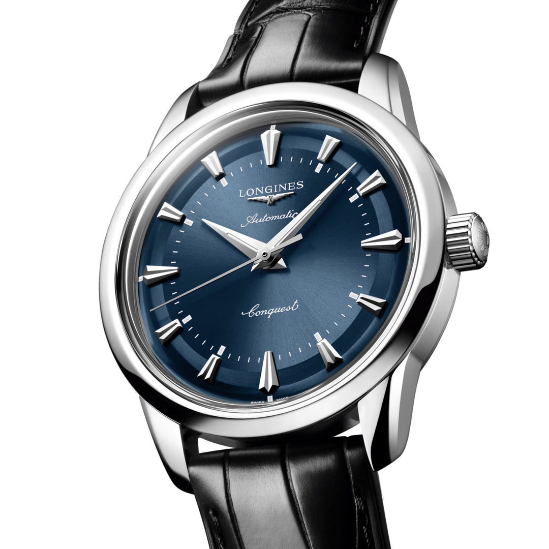 Longines Conquest Heritage 38 mm blaue Automatikuhr aus Stahl L1.649.4.92.2,