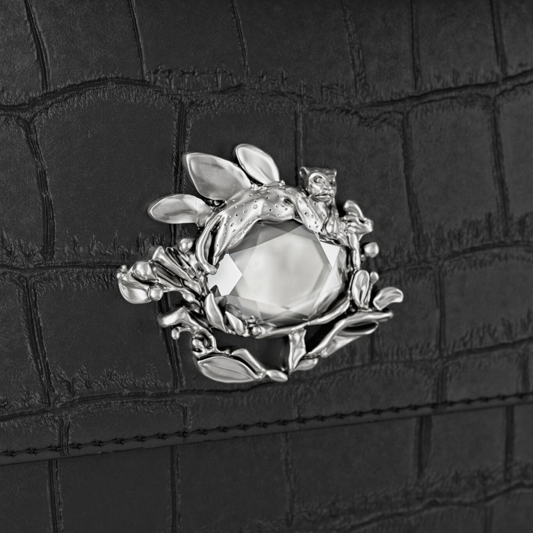 Giovanni Raspini kontinentální džungle kroko kůže černá bronzová bílá L0026