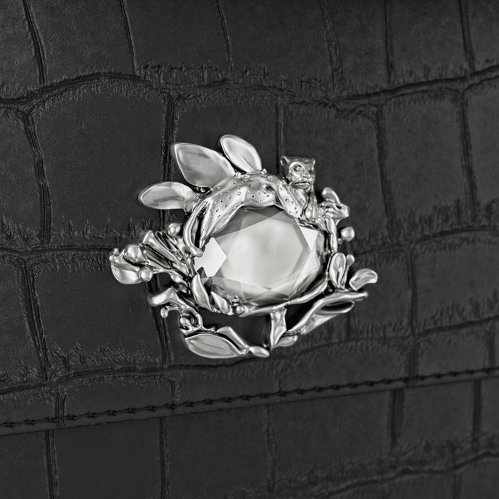 Giovanni Raspini kontinentální džungle kroko kůže černá bronzová bílá L0026