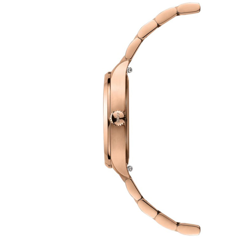 Mido Multifort TV 28mm aço quartzo marrom acabamento PVD ouro rosa M049.110.33.296.00