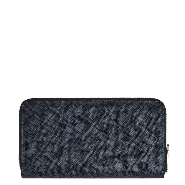 Montblanc peněženka 12 přihrádek se zipem Sartorial modrý tvíd 220365