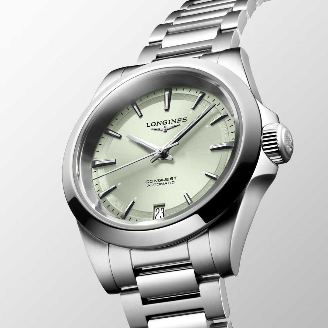 Longines Conquest 34mm grön automatisk stålklocka L3.430.4.02.6