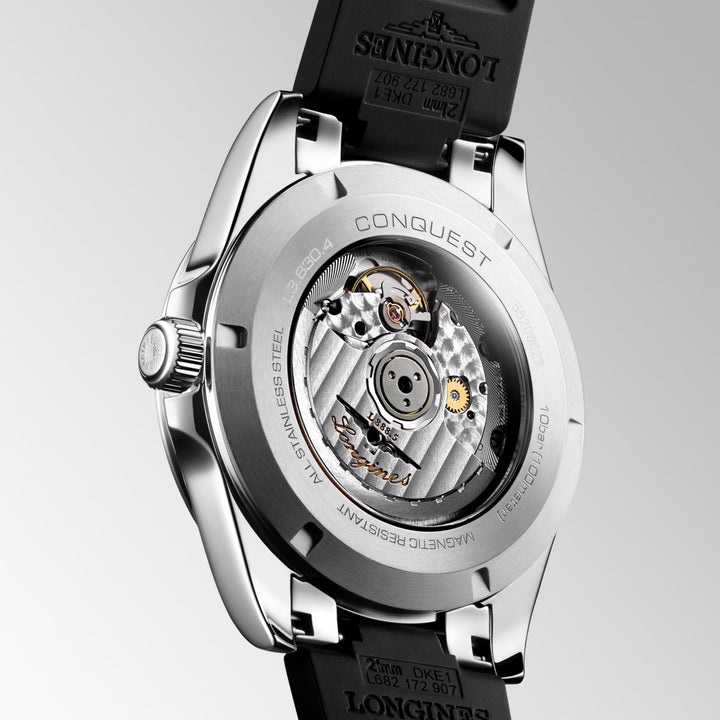 Montre Longines Conquest 41 mm en acier automatique noir L3.830.4.52.9