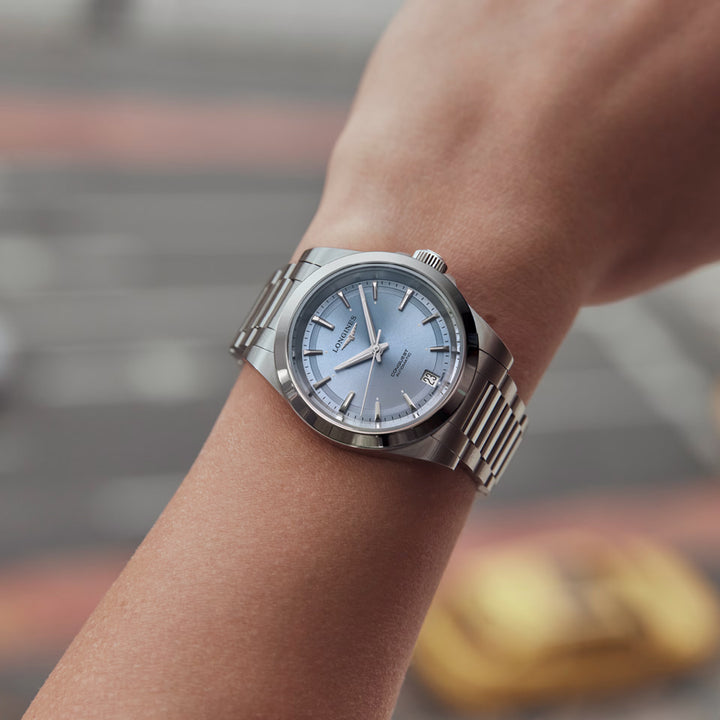 Longines Conquest klocka 34mm blå automatstål L3.430.4.92.6