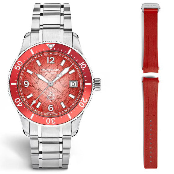Montblanc kello Iced Sea Automatic Date 0 Happi 38mm punainen automaattinen teräs Limited Edition 300 kpl 135762