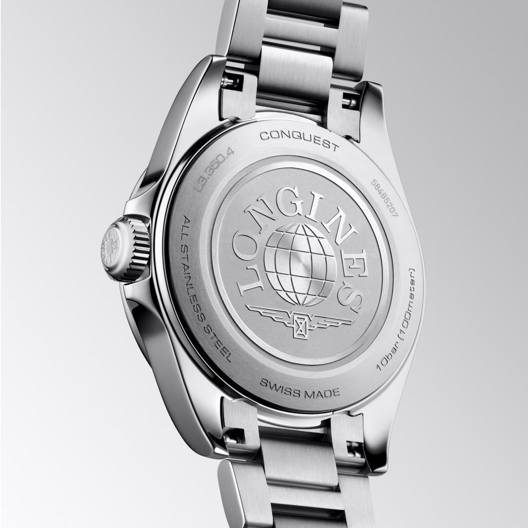 Reloj Longines Conquest 30mm nácar diamantes cuarzo acero L3.350.4.87.6