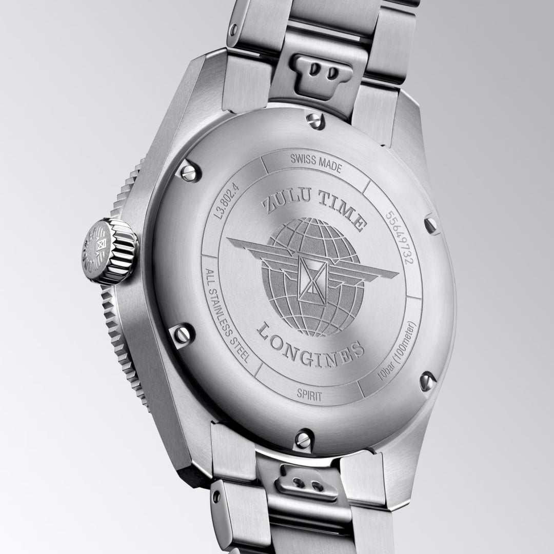 Longines watch Spirit Zulu Time 39mm anthracite automatic steel L3.802.4.60.6