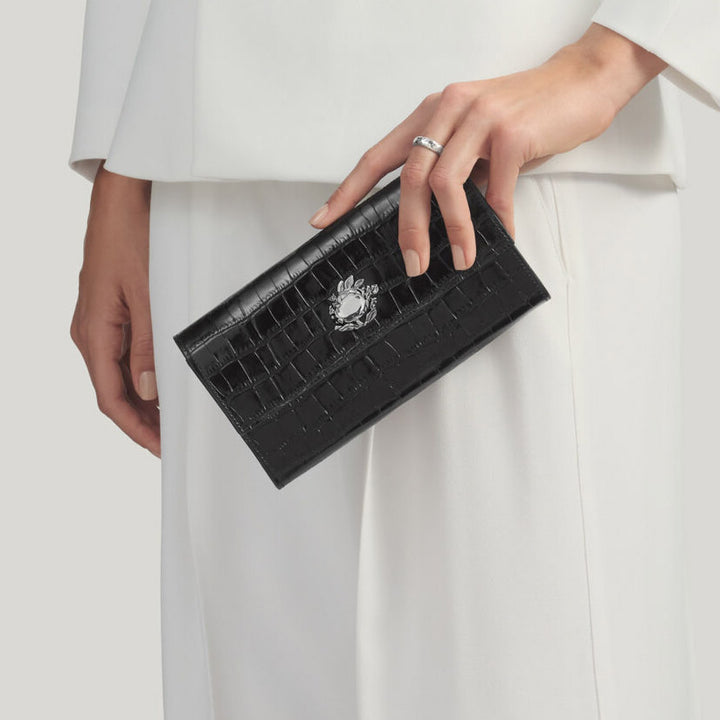 Giovanni Raspini kontinentální džungle kroko kůže černá bronzová bílá L0026