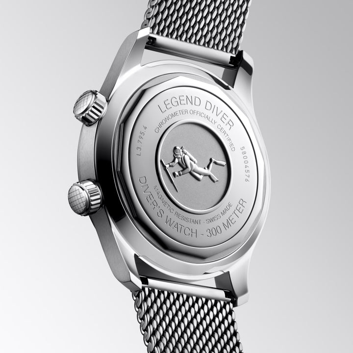 Reloj Longines Legend Diver 59 42mm negro automático acero L3.795.4.59.9