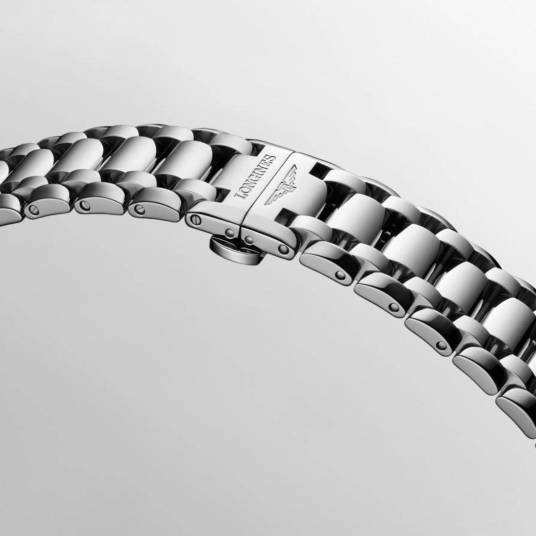 Longines orologio Primaluna Moonphase 34mm argento automatico acciaio L8.126.4.71.6