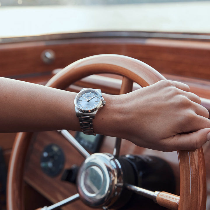 Longines Conquest klocka 34mm blå automatstål L3.430.4.92.6