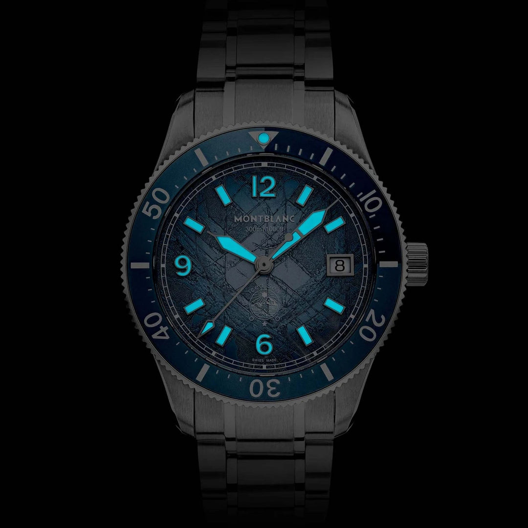 Montblanc ur Iced Sea Automatic Date 0 Oxygen 38mm blå automatisk stål 134022