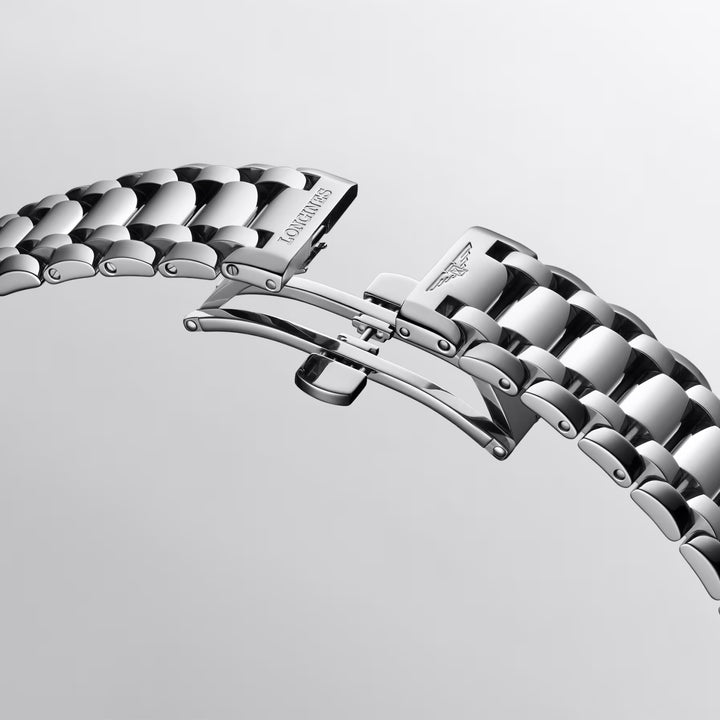 Longines orologio Primaluna Moonphase 34mm argento automatico acciaio L8.126.4.71.6