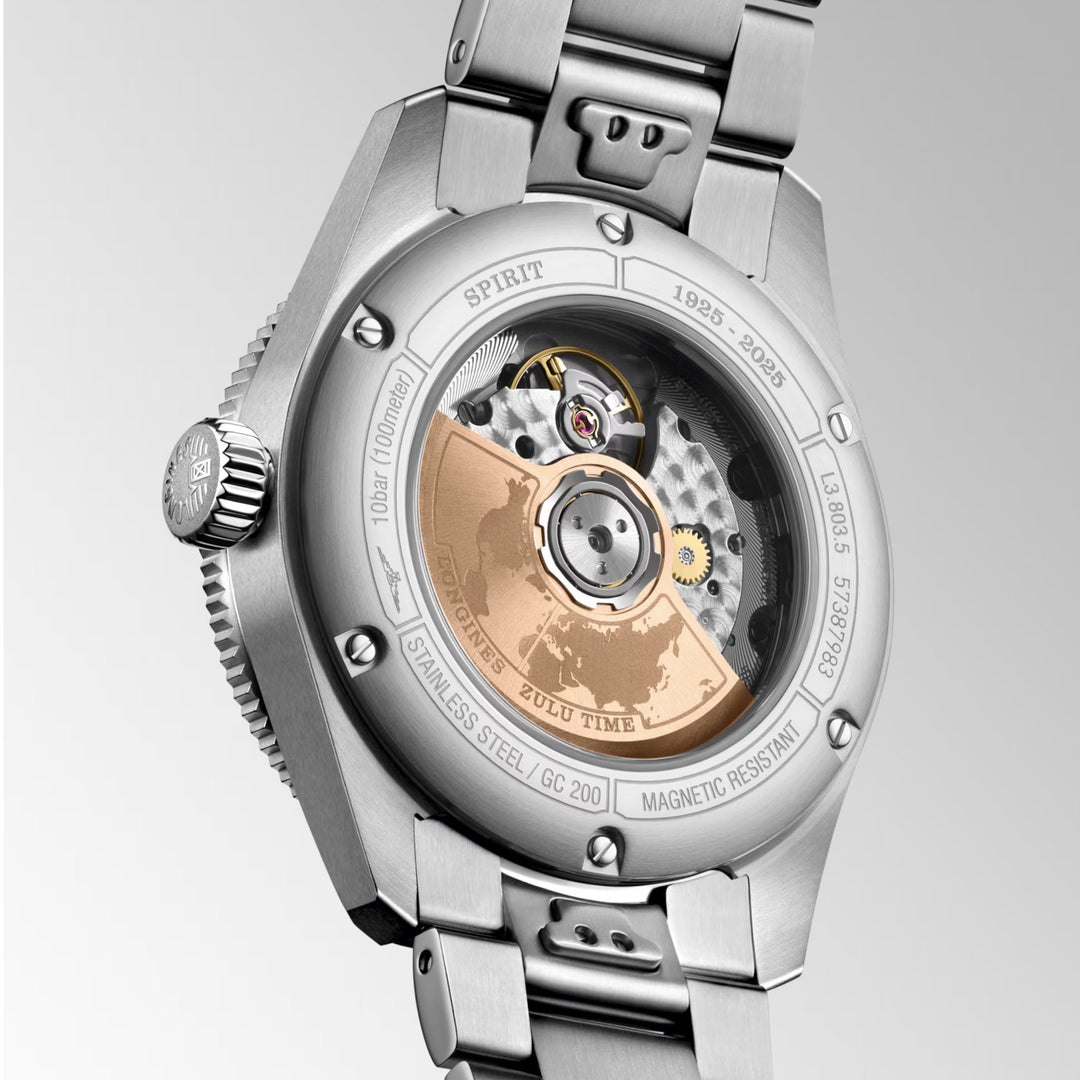 Longines orologio Spirit Zulu Time 1925 39mm nero automatico oro acciaio L3.803.5.53.6