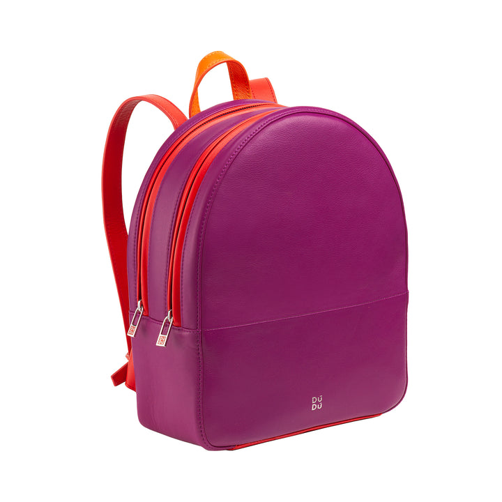 DUDU Women's Colorful Summer Backpack in Soft Leather Multicolor Backpack with Double Zip Zip