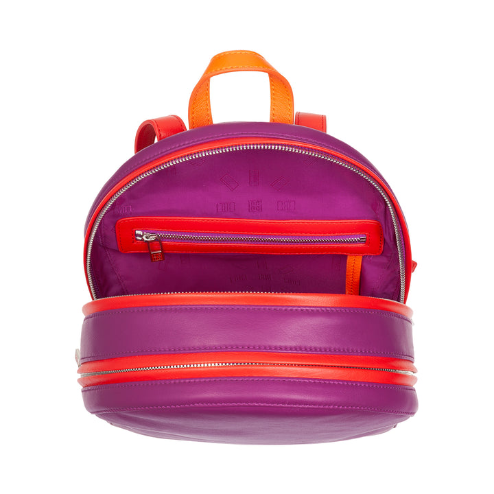 DUDU Women's Colorful Summer Backpack in Soft Leather Multicolor Backpack with Double Zip Zip