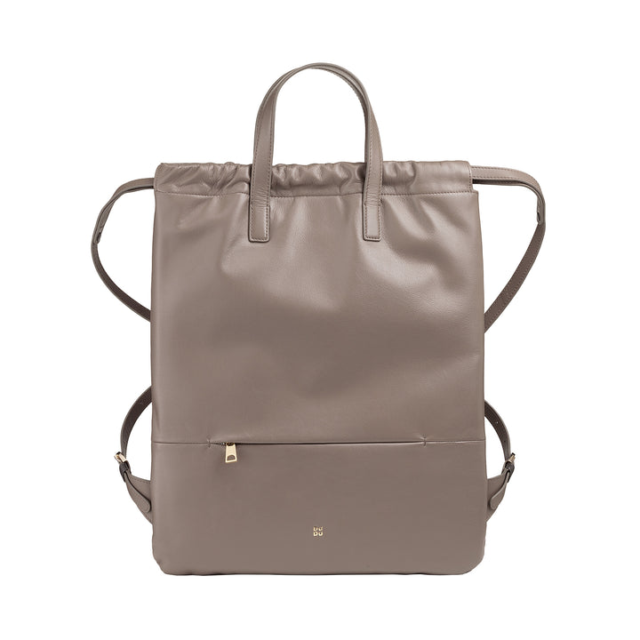 DUDU Women's Backpack in Soft Leather, Backpack with Drawstring and Magnetic Button, Double Handle, Simple Elegant Backpack