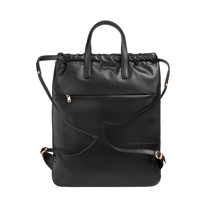 Mochila feminina DUDU em couro macio, mochila com cordão e botão magnético, alça dupla, mochila simples e elegante