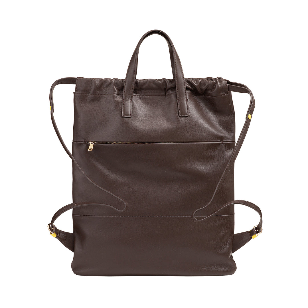 DUDU Women's Backpack in Soft Leather, Backpack with Drawstring and Magnetic Button, Double Handle, Simple Elegant Backpack