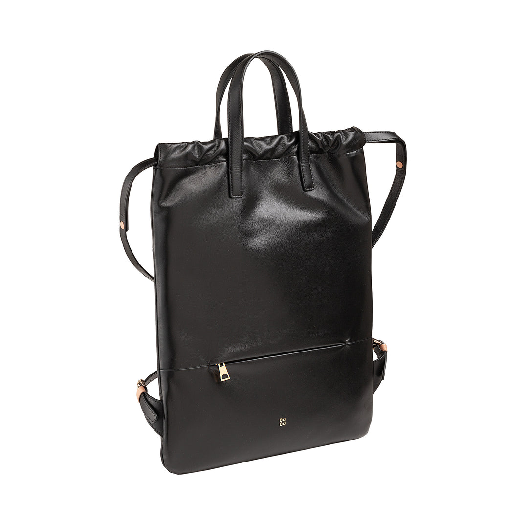 Mochila feminina DUDU em couro macio, mochila com cordão e botão magnético, alça dupla, mochila simples e elegante