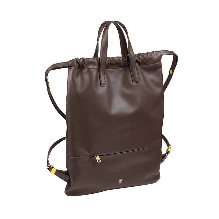 DUDU Women's Backpack in Soft Leather, Backpack with Drawstring and Magnetic Button, Double Handle, Simple Elegant Backpack