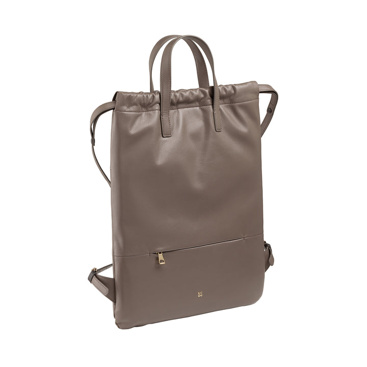 DUDU Women's Backpack in Soft Leather, Backpack with Drawstring and Magnetic Button, Double Handle, Simple Elegant Backpack