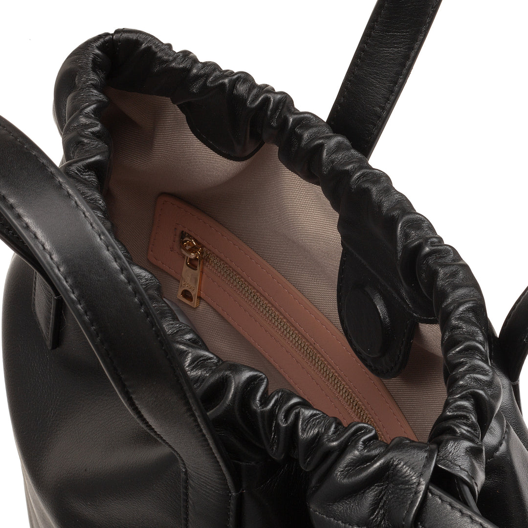 Mochila feminina DUDU em couro macio, mochila com cordão e botão magnético, alça dupla, mochila simples e elegante