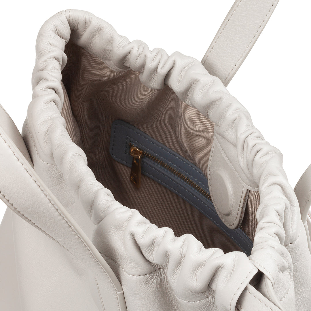 Mochila feminina DUDU em couro macio, mochila com cordão e botão magnético, alça dupla, mochila simples e elegante