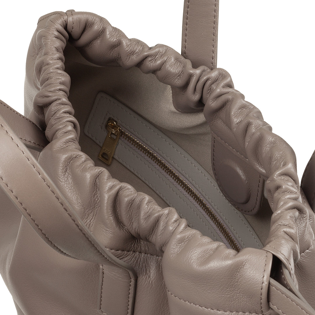 DUDU Women's Backpack in Soft Leather, Backpack with Drawstring and Magnetic Button, Double Handle, Simple Elegant Backpack