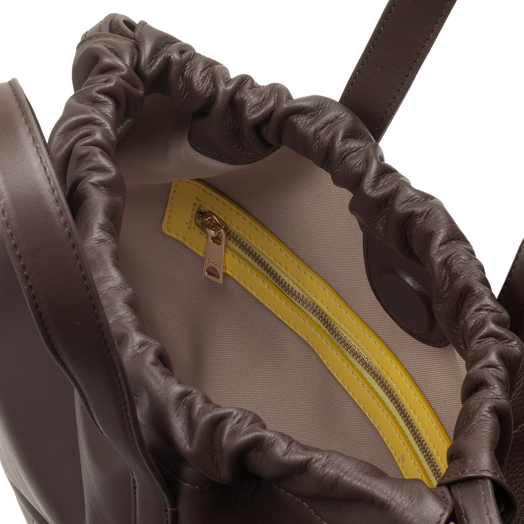 DUDU Women's Backpack in Soft Leather, Backpack with Drawstring and Magnetic Button, Double Handle, Simple Elegant Backpack