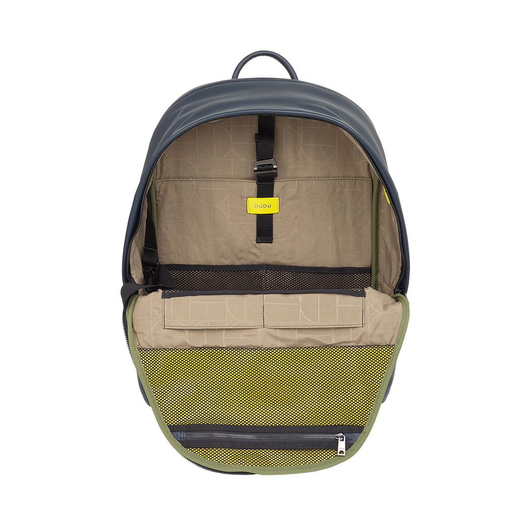 Mochila de couro DUDU para homens e mulheres com suporte para PC de 15L – mochila elegante para viagem e trabalho com bolso acolchoado para laptop (até 13"), alças ajustáveis e design compacto