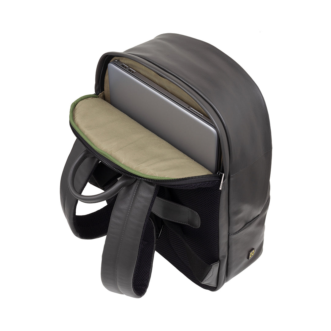 Mochila de couro DUDU para homens e mulheres com suporte para PC de 15L – mochila elegante para viagem e trabalho com bolso acolchoado para laptop (até 13"), alças ajustáveis e design compacto