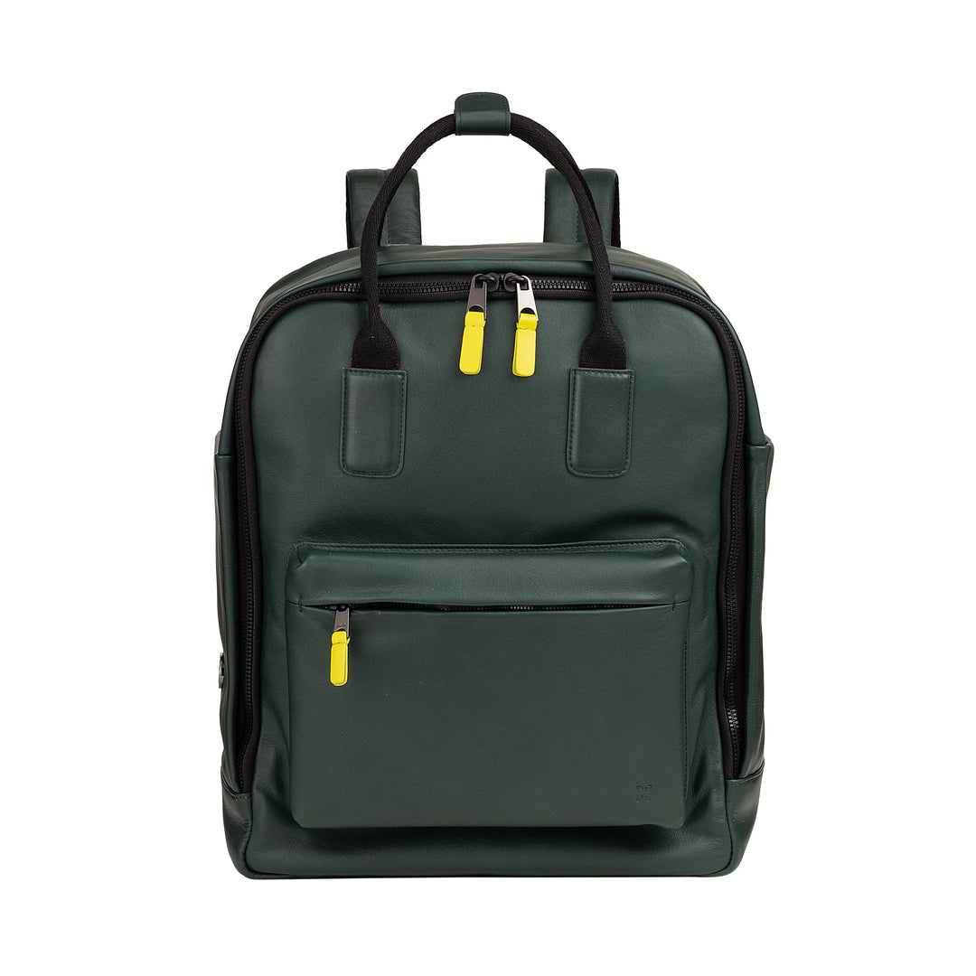 DUDU bőr hátizsák férfiaknak és nőknek - Elegáns és tágas unisex alkalmi hátizsák, 19 liter, elülső zsebbel és táblagép rekesszel, tökéletes munkához, utazáshoz és szabadidőhöz