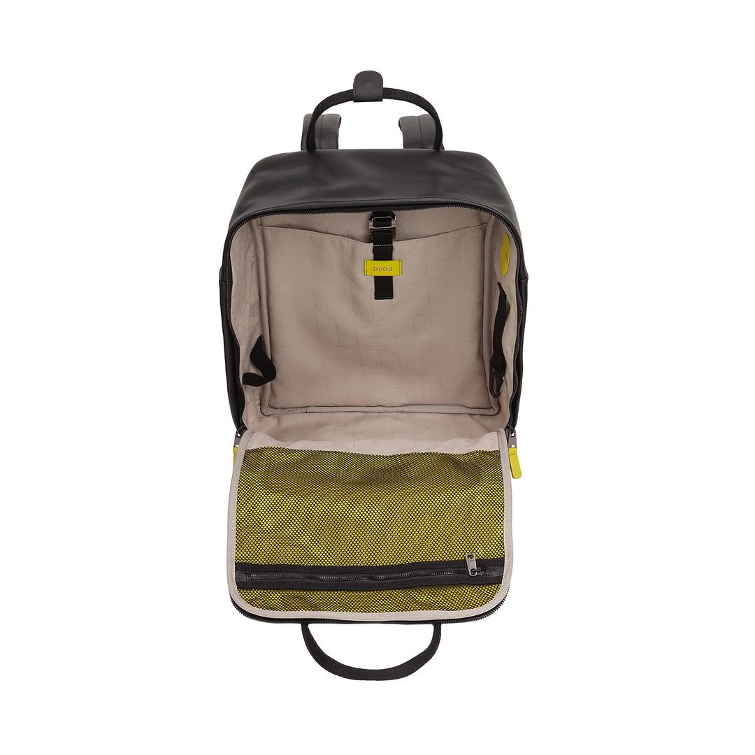 DUDU Zaino in Pelle Uomo Donna – Zaino Casual Unisex Elegante e Capiente, 19 Litri, con Tasca Frontale e Scomparto Tablet, Perfetto per Lavoro, Viaggio e Tempo Libero