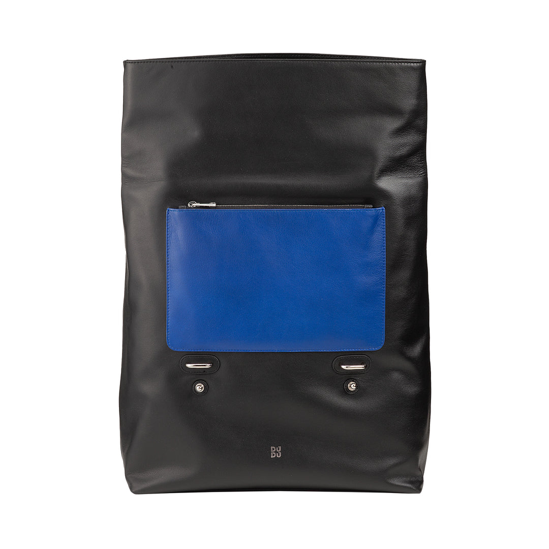 DUDU farverig læderrygsæk til mænd, kvinder, stor blød rygsæk 14L multilommer afslappet sportsdesign