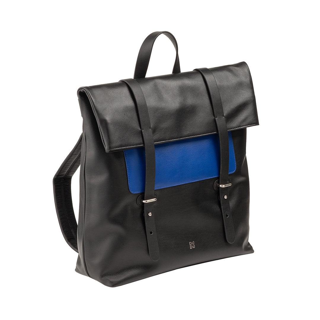 DUDU farverig læderrygsæk til mænd, kvinder, stor blød rygsæk 14L multilommer afslappet sportsdesign