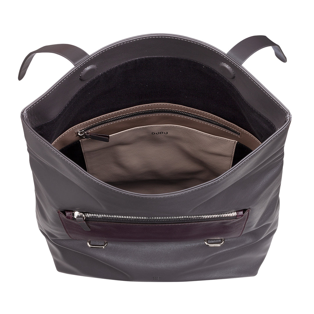 DUDU farverig læderrygsæk til mænd, kvinder, stor blød rygsæk 14L multilommer afslappet sportsdesign