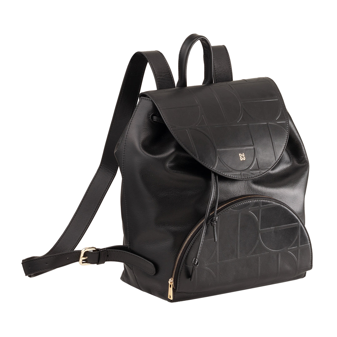 DUDU Women's Backpack in Soft Leather with Drawstring - Elegant, Spacious and Adjustable Backpack for Daily Use