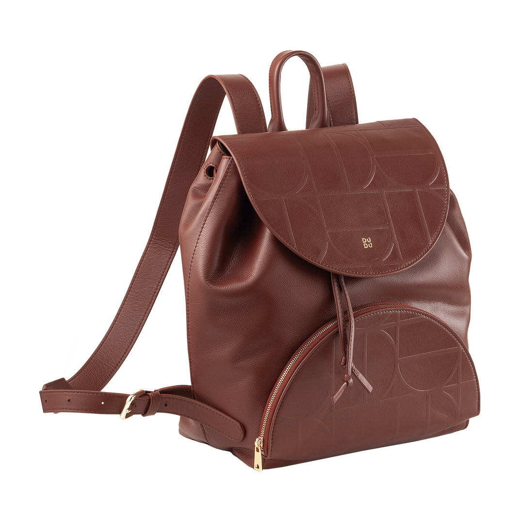 DUDU Women's Backpack in Soft Leather with Drawstring - Elegant, Spacious and Adjustable Backpack for Daily Use