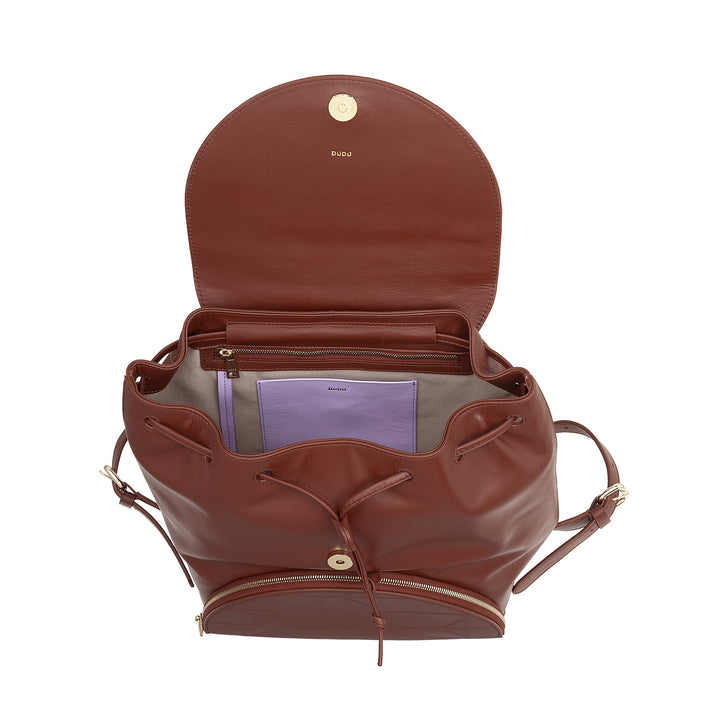 DUDU Women's Backpack in Soft Leather with Drawstring - Elegant, Spacious and Adjustable Backpack for Daily Use