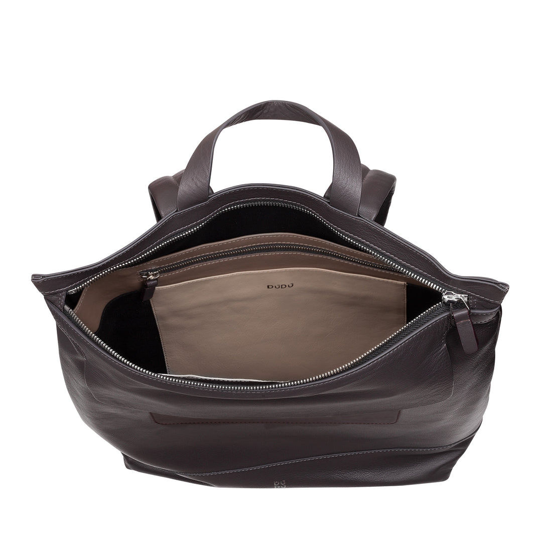 DUDU Herren-Rucksack, Damen-lässiger weicher Rucksack aus echtem Leder mit Reißverschluss, großer bunter Rucksack für Arbeit und Freizeit