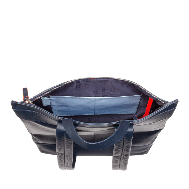 DUDU Men's Backpack, Women's Casual Soft Backpack in Genuine Leather with Zipper Large Colorful Backpack for Work and Leisure