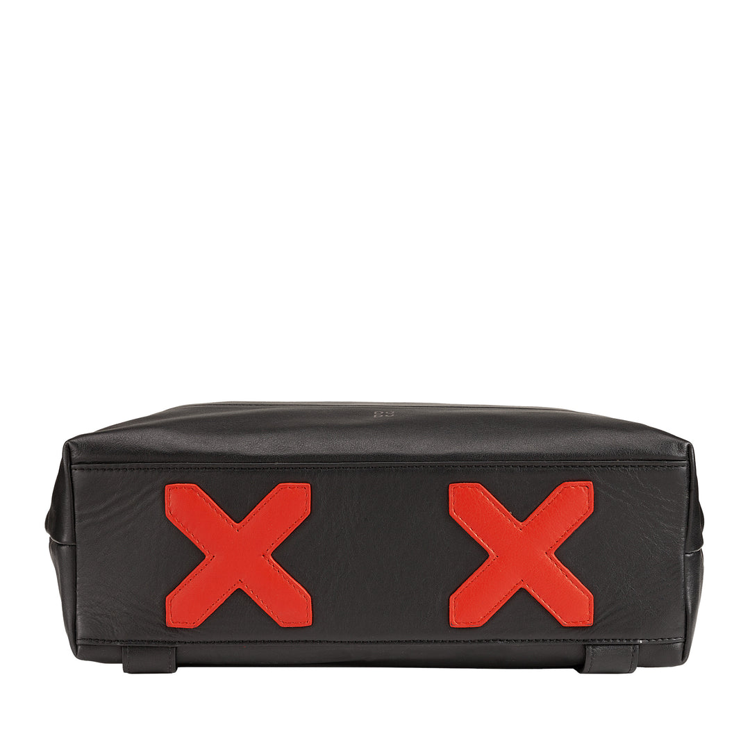 DUDU Men's Backpack, Women's Casual Soft Backpack in Genuine Leather with Zipper Large Colorful Backpack for Work and Leisure