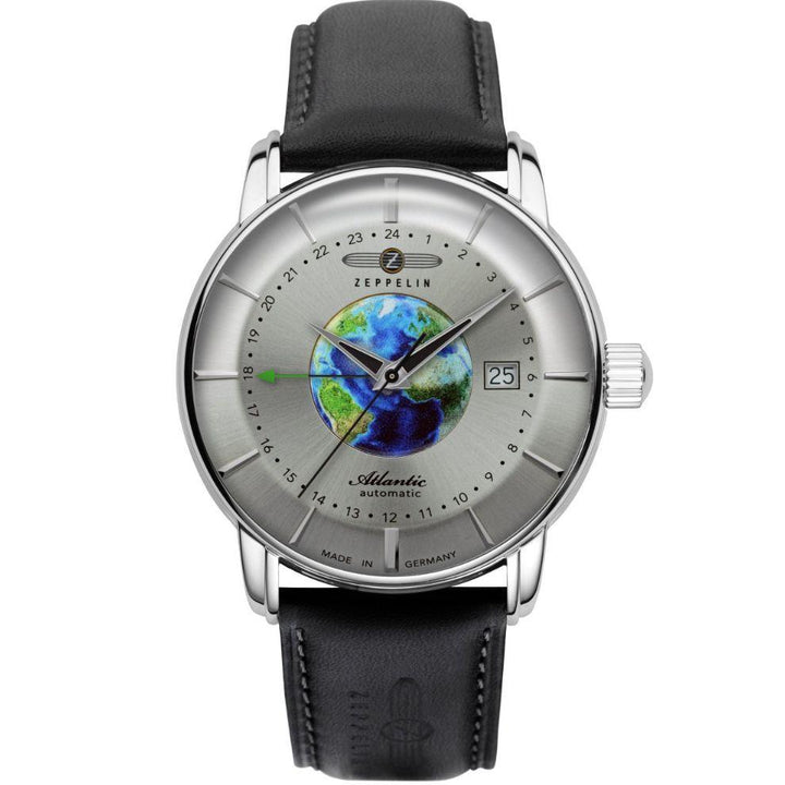 Zeppelin Atlantic Dual Time 41mm automatisk sølvstål 84681 - Capodagli 1937
