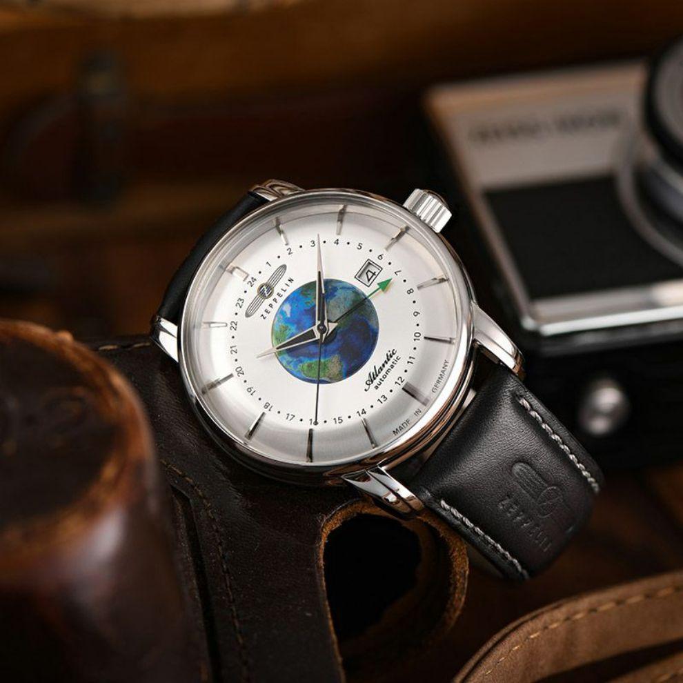 Zeppelin Atlantic Dual Time 41mm automatisk sølvstål 84681 - Capodagli 1937