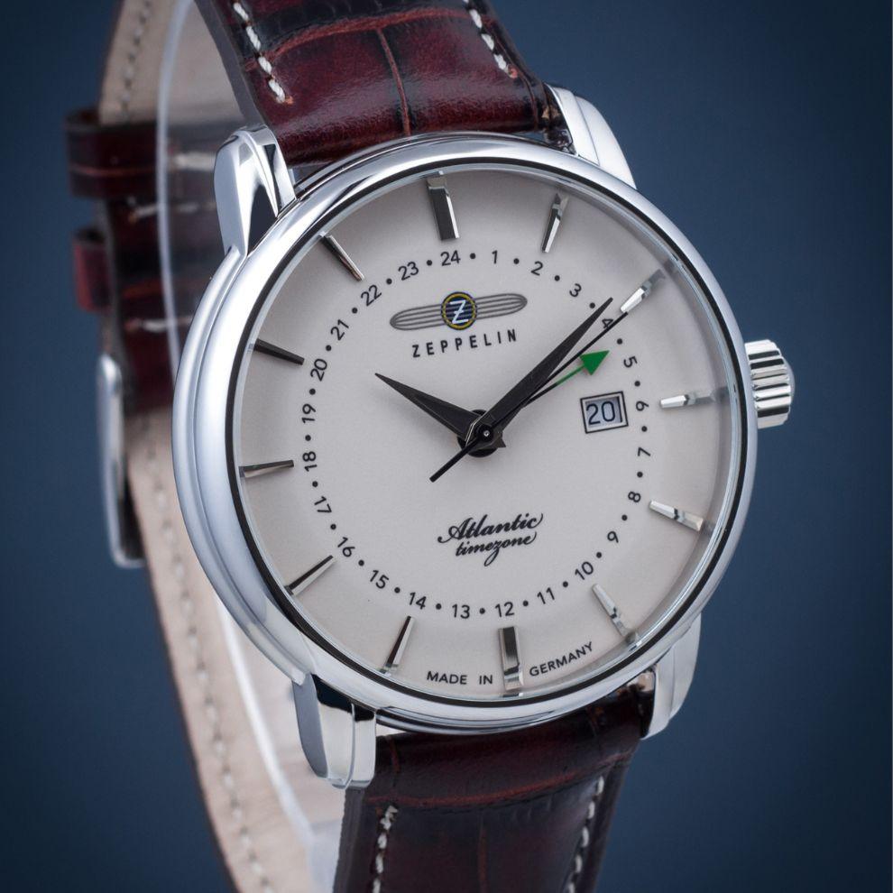 Zeppelin Atlantic Dual Time 41 mm slonovinová křemenná ocel 8442-5 - Capodagli 1937