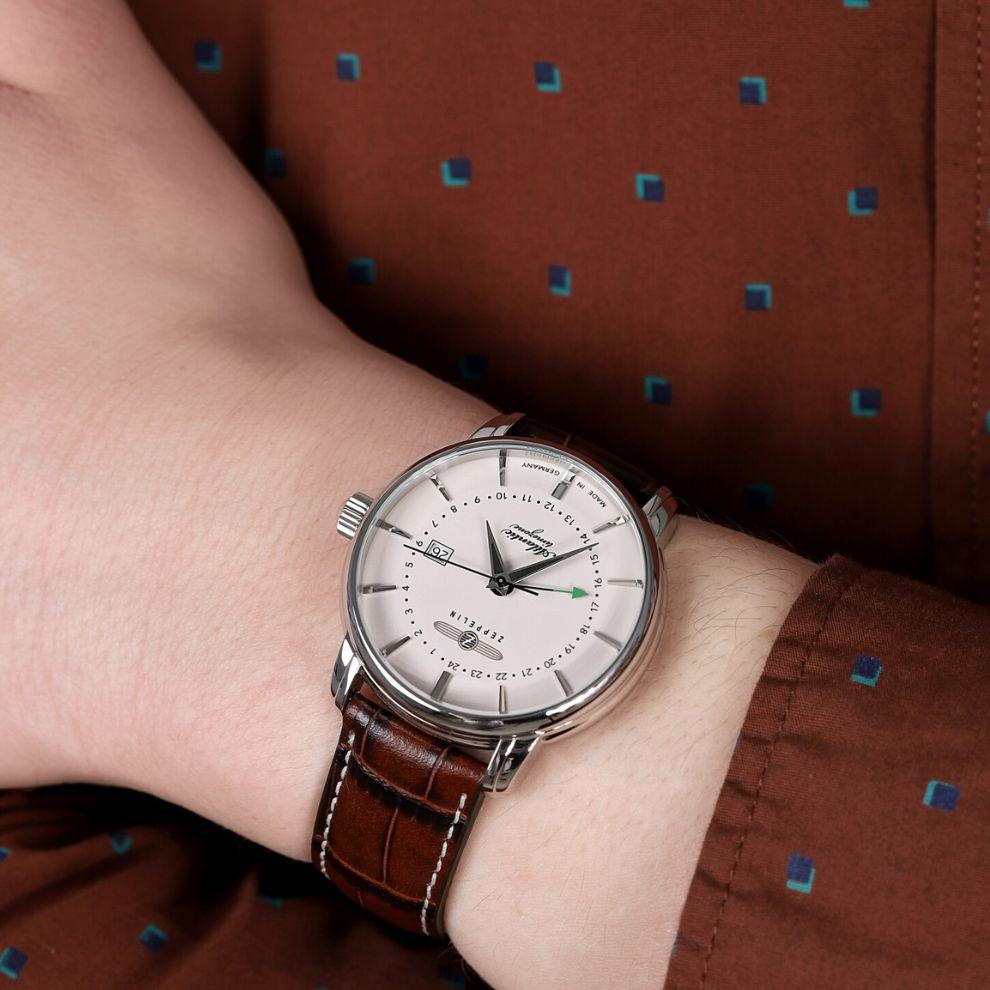 Zeppelin Atlantic Dual Time 41 mm slonovinová křemenná ocel 8442-5 - Capodagli 1937