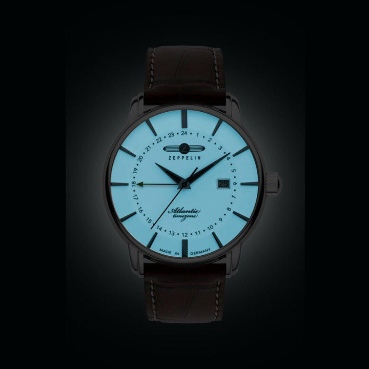 Zeppelin Atlantic Dual Time 41 mm slonovinová křemenná ocel 8442-5 - Capodagli 1937