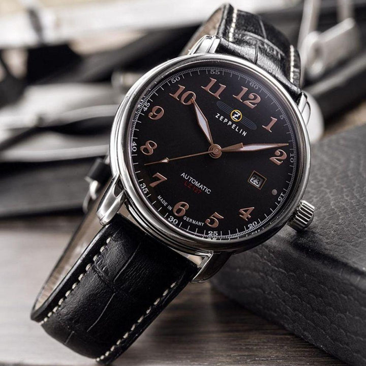 Hodinky Zeppelin LZ127 Graf Zeppelin 40mm černá automatická ocel 7656-2 - Capodagli 1937